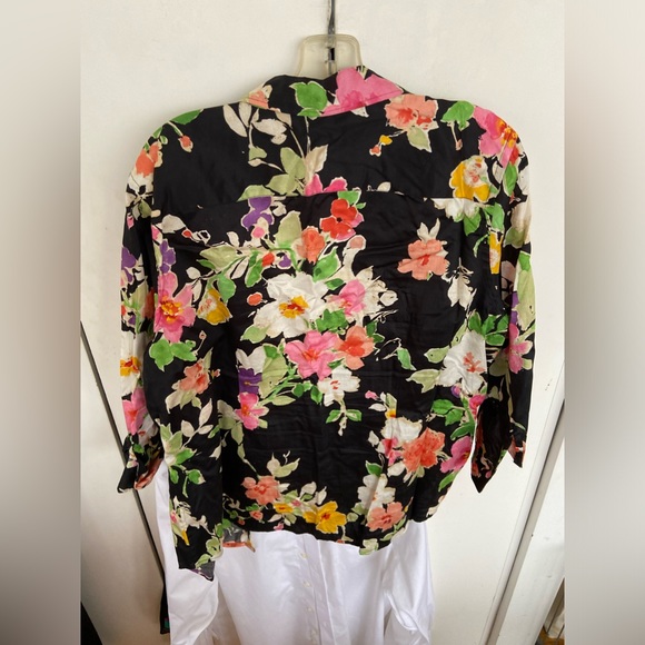 Lauren Ralph Lauren Black Floral Button Down Shirt - Picture 3 of 5